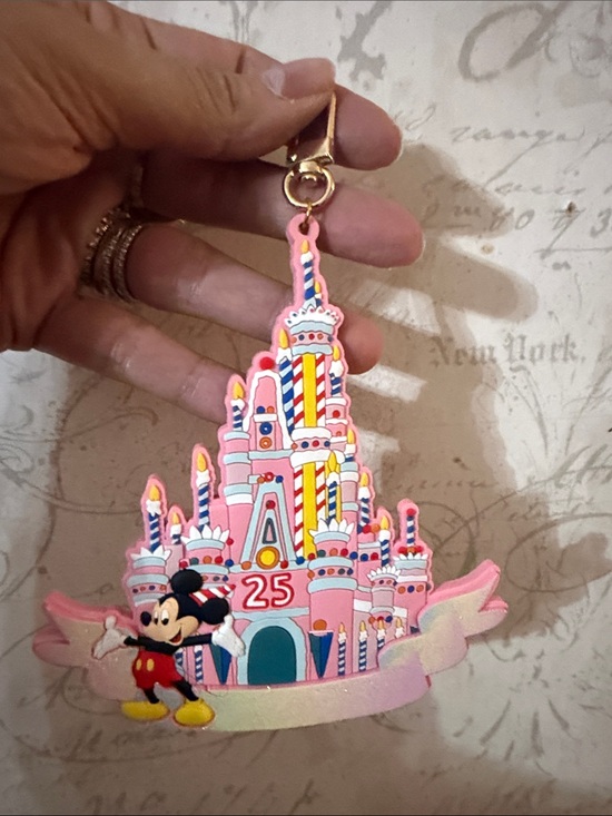 Disney Other - Disney Pink Castle 25th Anniversary Keychain with Mickey
